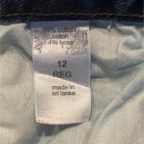 Womens Blue Jeans 12 Regular High Rise Curvy Fit Flare Leg 90s Style Dark Wash - Picture 4 of 13